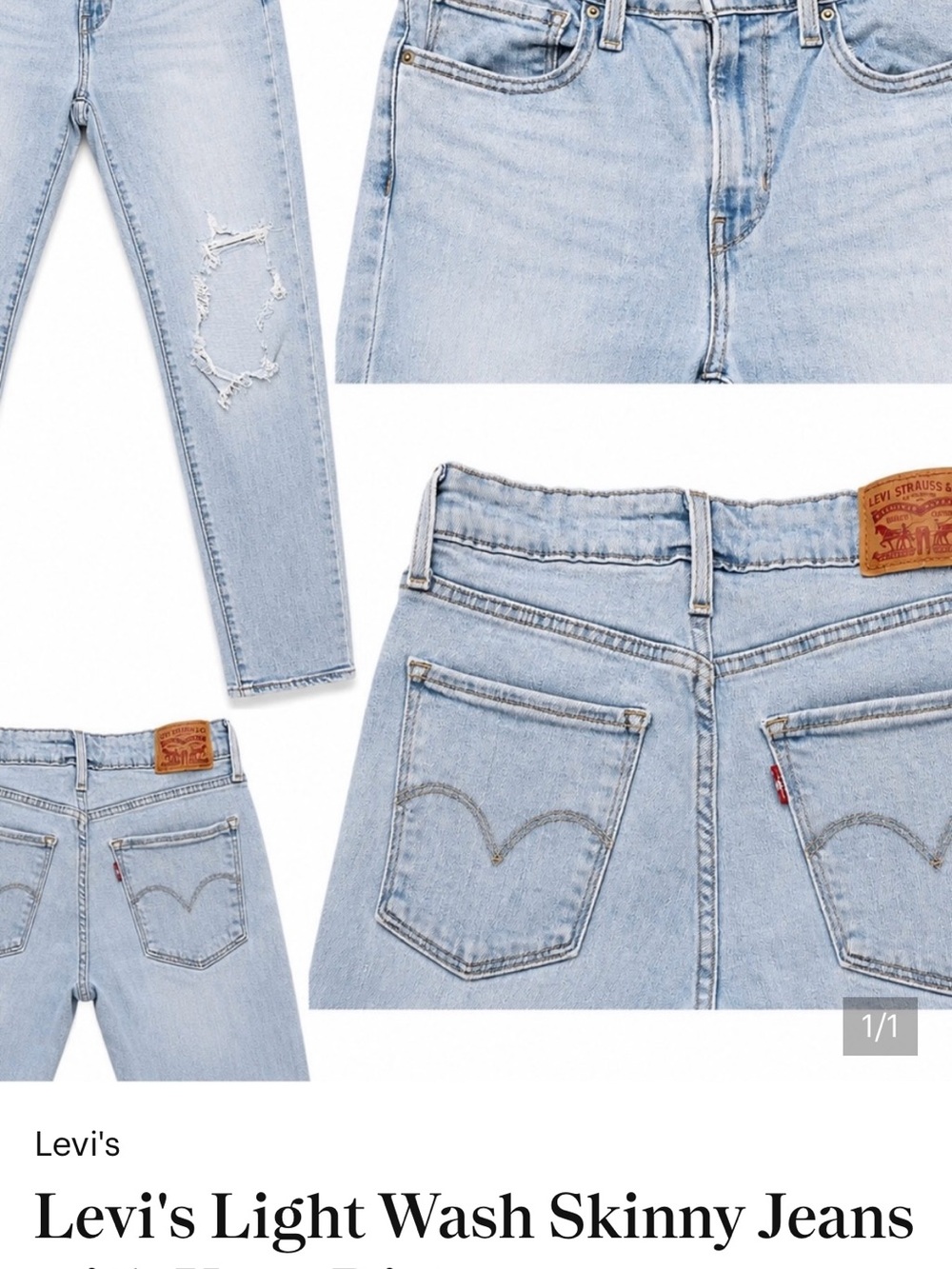 Levi's Light Blue Skinny Jeans with Subtle Rips
